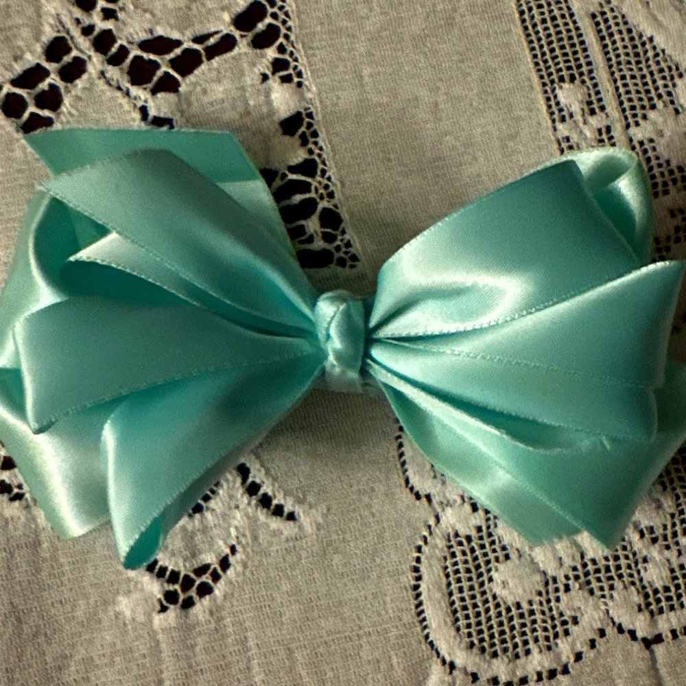 BOW-Mint Green Girl's Decorative Satin Ribbon Multiple Layer Bow- 5 1 inches - Picture 1 of 2